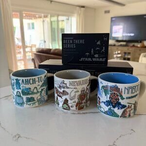 Star Wars / Disney Starbucks Naboo, Nevarro, Ahch-To "been there" 3-mug set